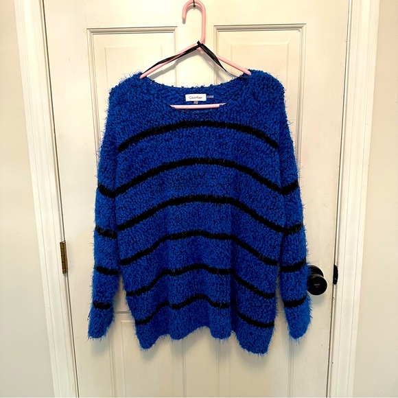 Calvin Klein Blue Striped Sweater - 1X - Picture 1 of 4